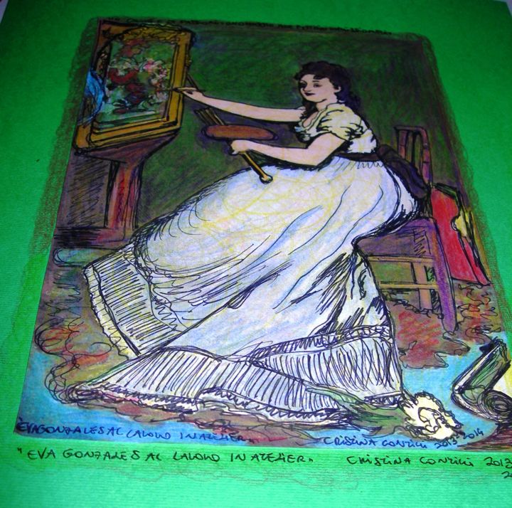 Pittura intitolato ""Eva Gonzales al la…" da Cristina Contilli, Opera d'arte originale
