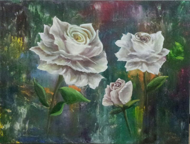 Pintura intitulada "rosas.jpg" por Cristtina Pacheco, Obras de arte originais, Acrílico