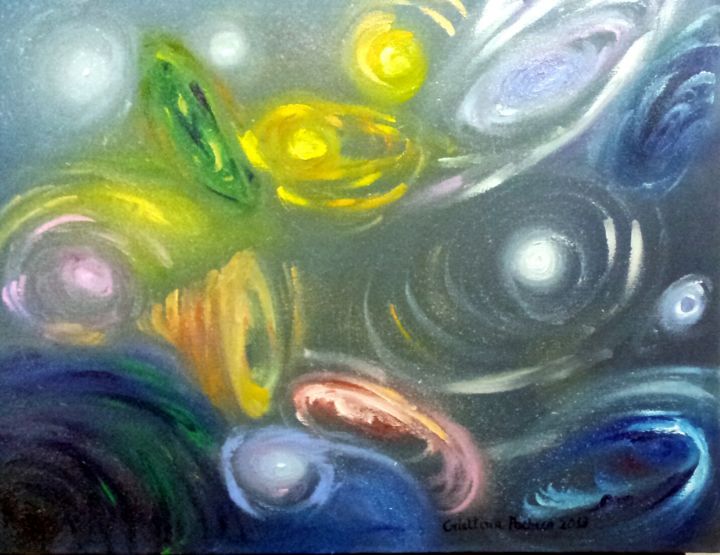 Pintura intitulada "Galaxias.jpg" por Cristtina Pacheco, Obras de arte originais, Tinta