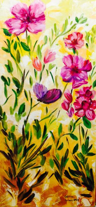 Painting titled "flores.jpg" by Cristtina Pacheco, Original Artwork, Oil