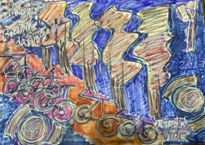 Рисунок под названием "Projeto Beco Bikes…" - Cristina Vaz Duarte Da Cruz, Подлинное произведение искусства, Пигменты