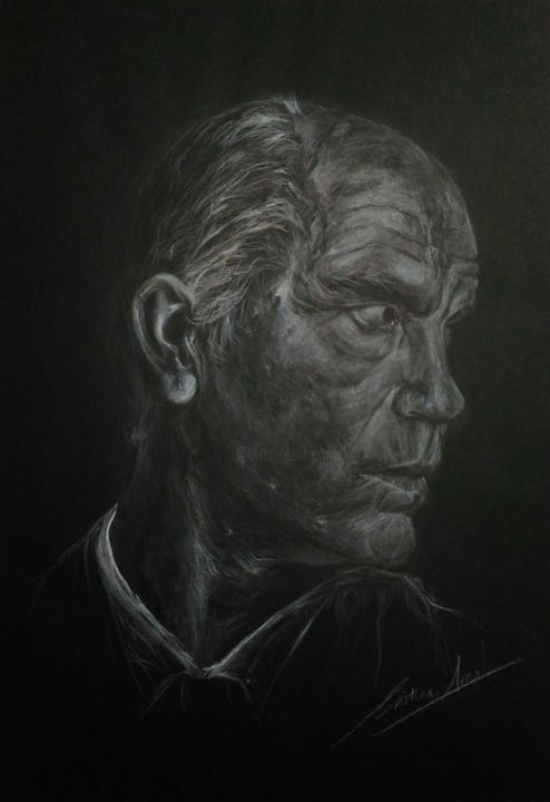 Dibujo titulada "John Malkovich" por Cristina Amo, Obra de arte original, Lápiz