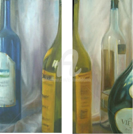 제목이 "Botellas de vino 1…"인 미술작품 Cristina Del Rosso로, 원작, 기름