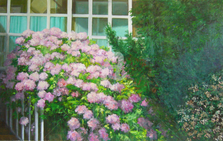 Painting titled "Jardines zizurtarra…" by Cristina Del Rosso, Original Artwork, Oil