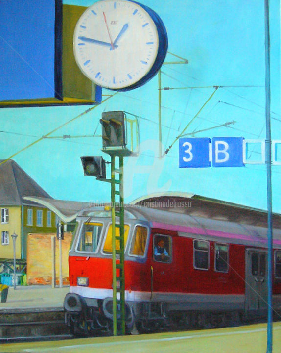 Pintura titulada "Viaje en tren (Trai…" por Cristina Del Rosso, Obra de arte original, Oleo