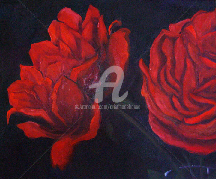 Pintura titulada "Rojo y negro (Red a…" por Cristina Del Rosso, Obra de arte original, Oleo