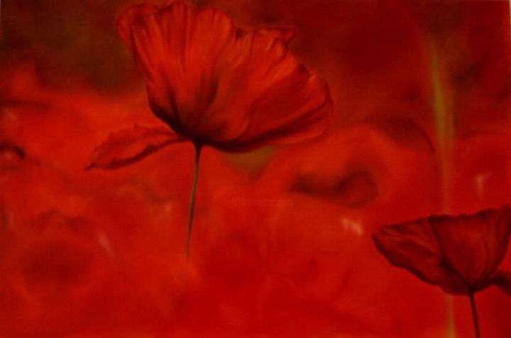 Painting titled "Amapolas" by Cristina Alfaro Eguiluz, Original Artwork