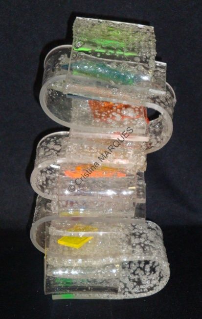 Sculpture titled "Cascade de Couleurs" by Cristina Marquès, Original Artwork, Plastic