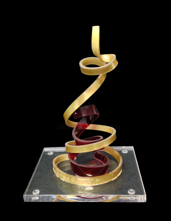 Sculpture titled "Sapin Spirale Gold…" by Cristina Marquès, Original Artwork, Objects
