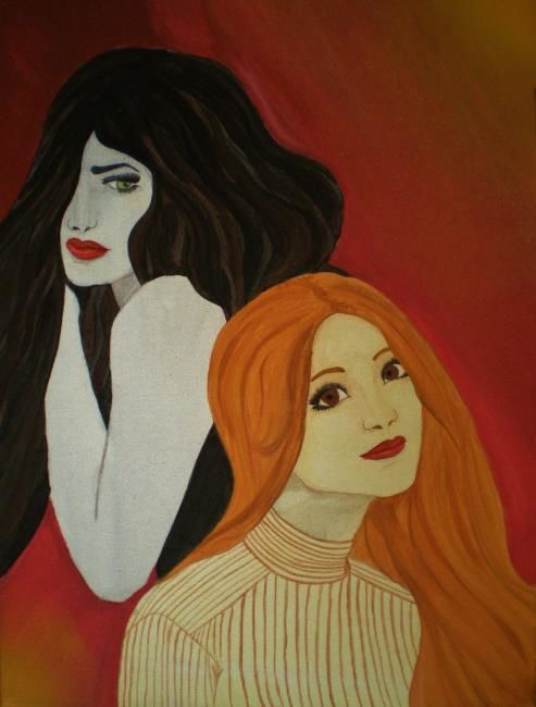 Painting titled "Two muses" by Maria Cristina Sburlea, Original Artwork