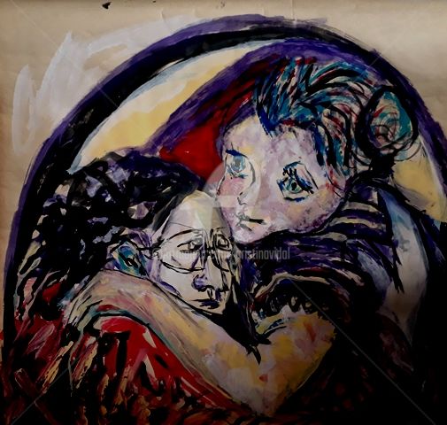 Pintura titulada "el-abrazo.jpg" por Cristina Vidal, Obra de arte original