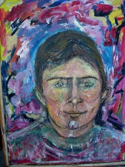 Dibujo titulada "Retrato de Juani" por Cristina Vidal, Obra de arte original,