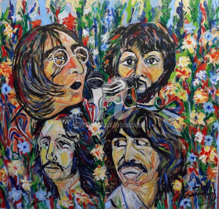 Pintura titulada "The Beatles ll" por Cristina Vidal, Obra de arte original, Acrílico