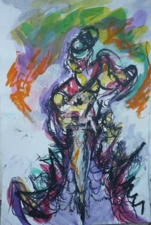Painting titled "Flamenco- madrid" by Cristina Vidal, Original Artwork