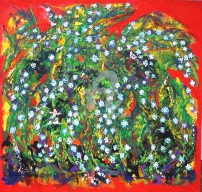 Pintura titulada "Mis jazmines celest…" por Cristina Vidal, Obra de arte original