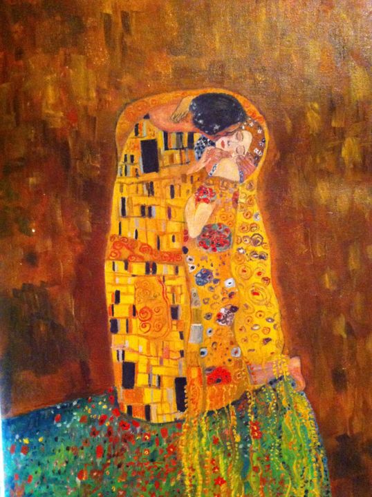 Painting titled "El Beso" by Cristina Viejo, Original Artwork, Oil