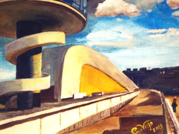 Pintura intitulada "Niemeyer de Avilés…" por Cristina Viejo, Obras de arte originais