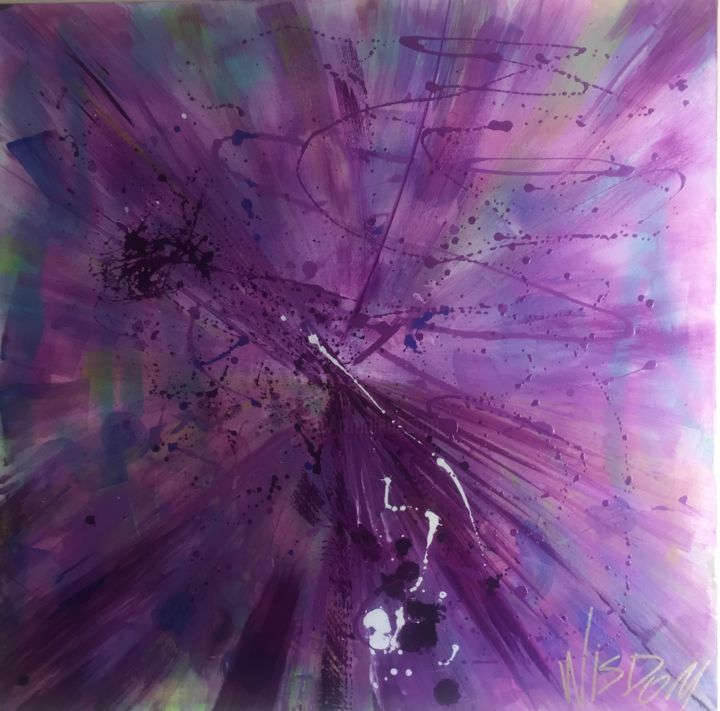 Painting titled "Violet Flame" by Cristina Wisdom, Original Artwork, Acrylic