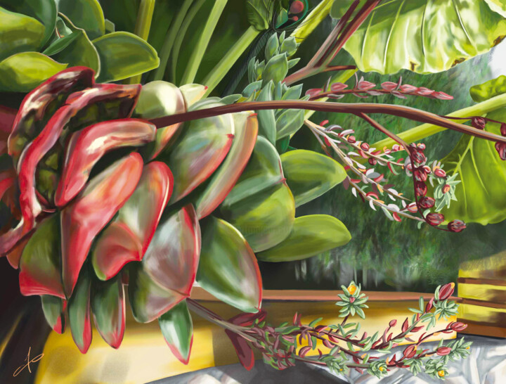 Digital Arts titled "Arriate de plantas" by Cristóbal Blago, Original Artwork, Digital Painting