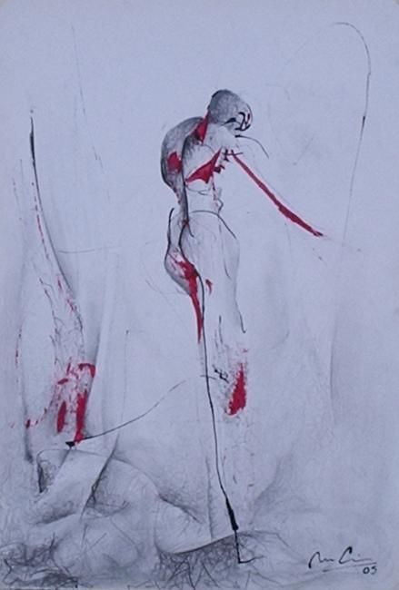 Drawing titled "Rosa suicida" by Cristobal Molina Fuentes, Original Artwork