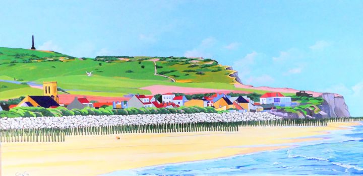 Painting titled "plage, Sangatte, Ca…" by Christelle Vaesken, Original Artwork, Acrylic