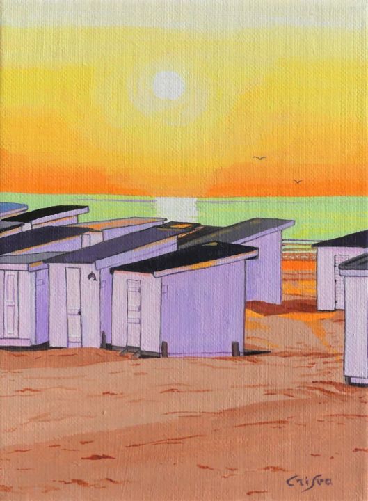 Painting titled "chalets de Calais s…" by Christelle Vaesken, Original Artwork, Acrylic