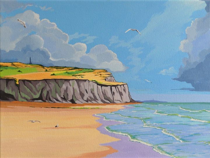Painting titled "la plage de Sangatte" by Christelle Vaesken, Original Artwork, Acrylic