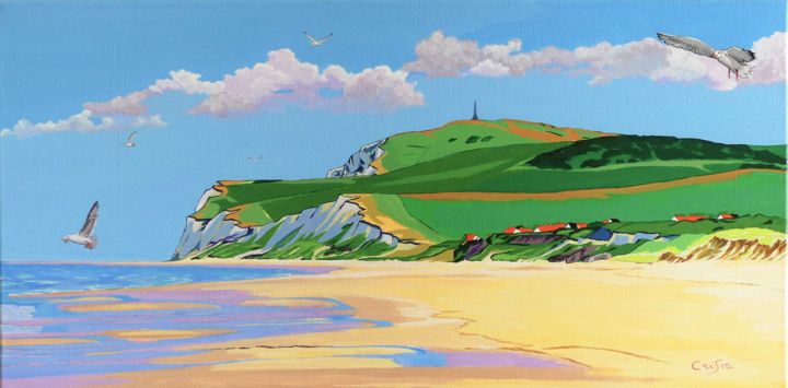 Painting titled "Cap Blanc Nez vu Wi…" by Christelle Vaesken, Original Artwork, Acrylic