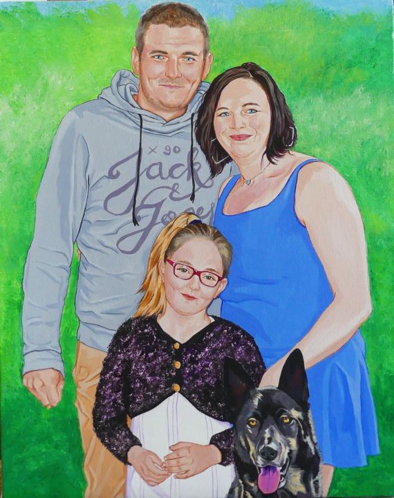 Peinture intitulée "une famille" par Christelle Vaesken, Œuvre d'art originale, Acrylique