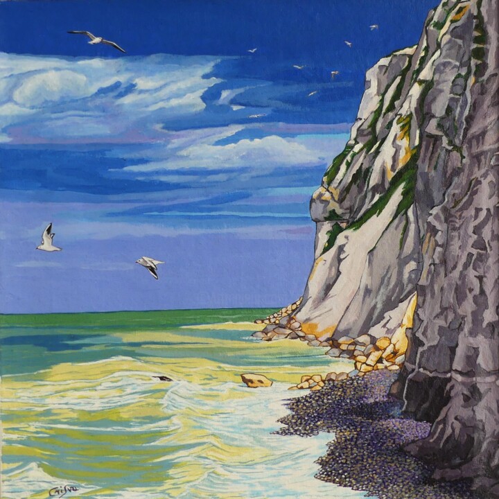 Peinture intitulée "La falaise et les m…" par Christelle Vaesken, Œuvre d'art originale, Acrylique