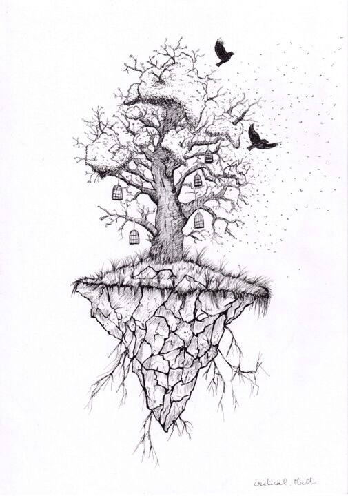 Floating Tree, Drawing by Critical Matt Artmajeur