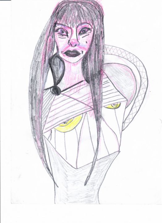 Drawing titled "ARTD52 LADYRED" by Ro Model, Original Artwork, Pencil