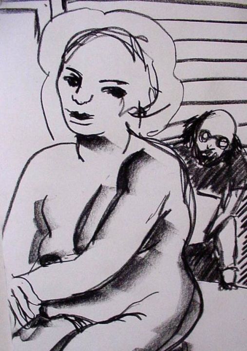 Schilderij getiteld "Life Drawing 27" door Catherine Rogers, Origineel Kunstwerk, Olie