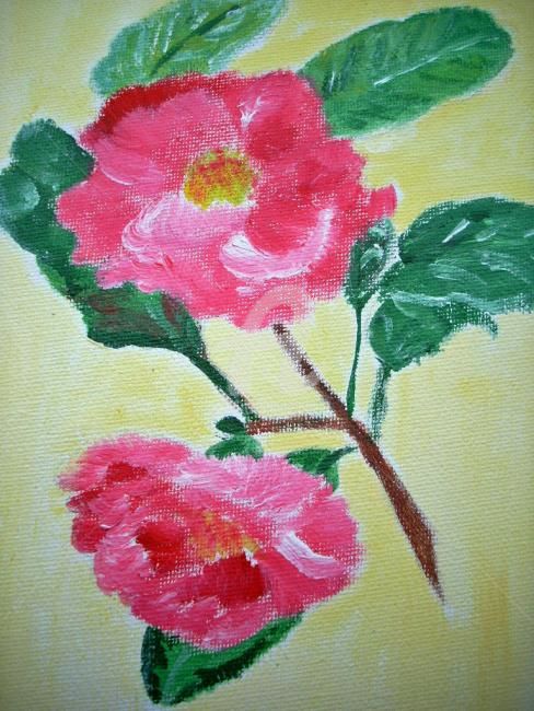 Painting titled "CAMELIA" by Lodya, Original Artwork, Oil