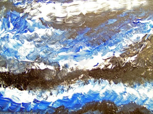 Peinture intitulée "Blue, black and whi…" par Lodya, Œuvre d'art originale