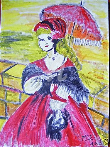 Peinture intitulée "ELISA A L "OMBRELLE" par Lodya, Œuvre d'art originale, Huile