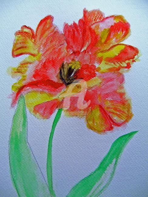 Peinture intitulée "tulipe" par Lodya, Œuvre d'art originale, Huile