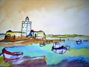 Painting titled "oleron le chateau" by Lodya, Original Artwork, Oil