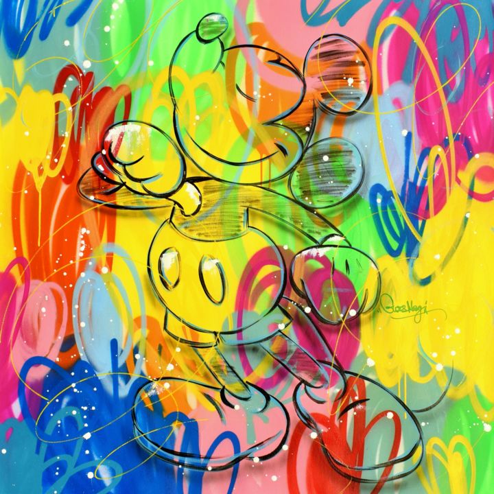 Peinture intitulée "Mickey Colors" par Cross Magri, Œuvre d'art originale, Acrylique