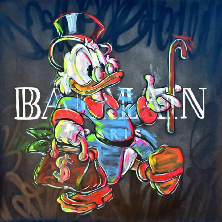 Painting titled "Scrooge Mcduck Balm…" by Cross Magri, Original Artwork, Acrylic