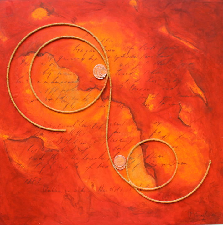 Painting titled "Rouge 1" by Patricia Crucifix, Original Artwork