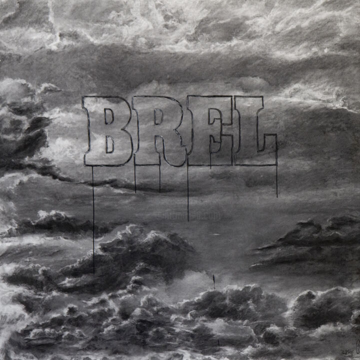 Σχέδιο με τίτλο "Vieillir-(Brel)" από Jean-Louis Crudenaire, Αυθεντικά έργα τέχνης, Κάρβουνο Τοποθετήθηκε στο Ξύλινο πάνελ