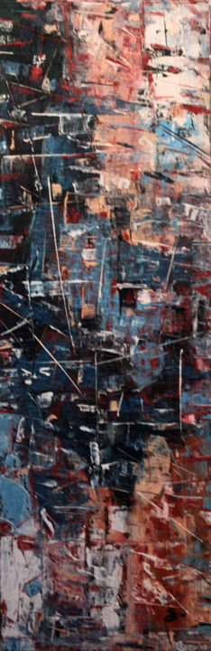 Painting titled "Postindustrial Cart…" by Emanuel Crudu, Original Art, Oil Mounted on Stretcher frame