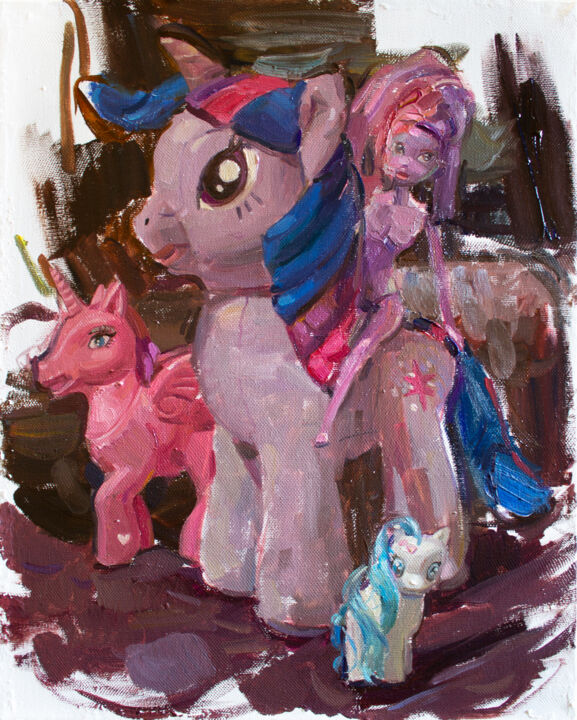 Painting titled "PONY RIDER. SELF-SA…" by Cryptid, Original Artwork, Oil