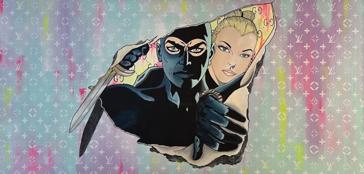Painting titled "In arte Diabolik" by Crys, Original Artwork, Acrylic Mounted on Wood Stretcher frame