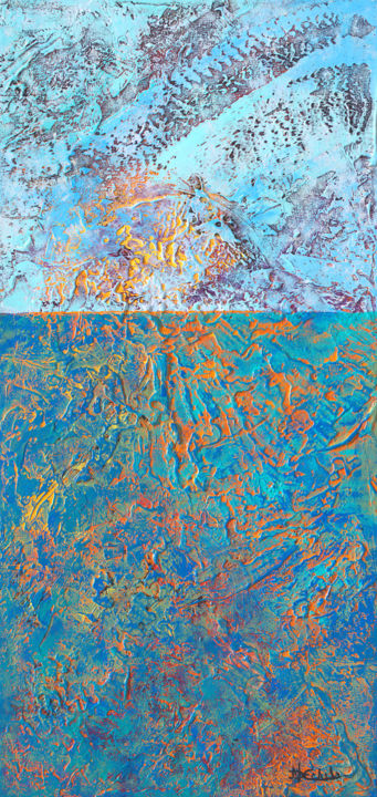 Painting titled "Ocean Reflections" by Nancy Eckels, Original Art, Acrylic Mounted on Stretcher frame