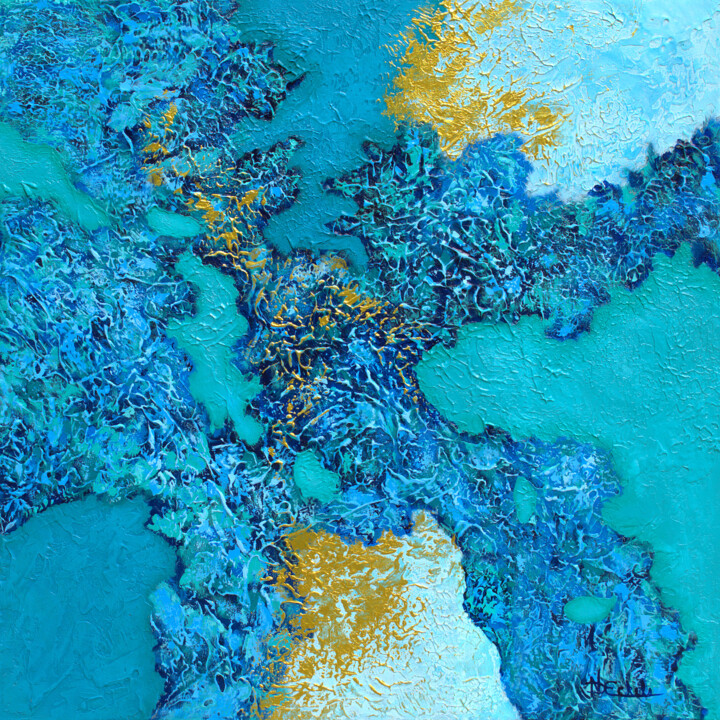 Картина под названием "Cool Sparkle" - Nancy Eckels, Подлинное произведение искусства, Акрил Установлен на Деревянная рама д…