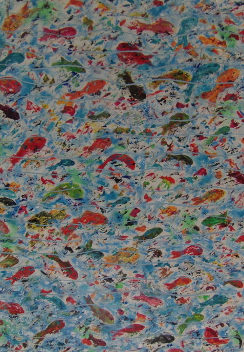Malerei mit dem Titel "Turquoise" von Christine Savi, Original-Kunstwerk, Acryl