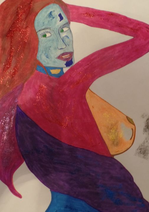Disegno intitolato "violett" da Gabor Csizmadia, Opera d'arte originale, Matita
