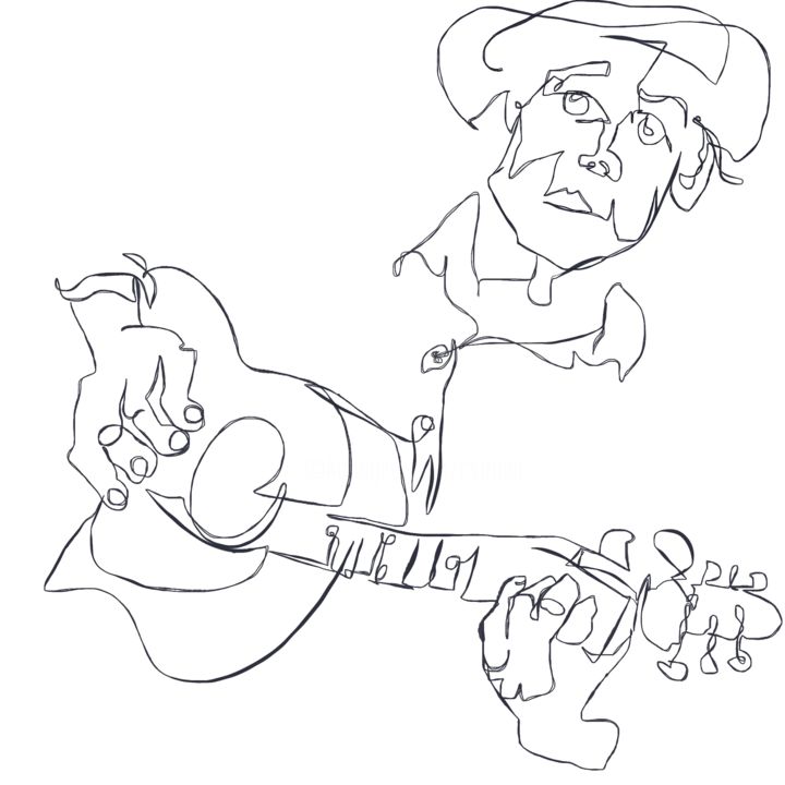 Drawing titled "Blues Man" by Catherine Stroud, Original Art, Digital Photography